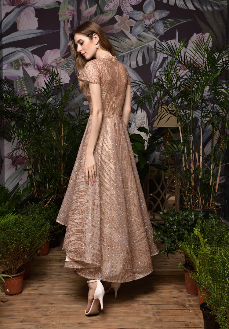high neck open back wedding guest dress Zapaka Women Long Floral Dress with Slit Mermaid Champagne Halter Neck Embroidered Wedding Guest Dress, Champagne / US22W