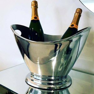 High <b>End</b> Luxury Aluminum Heavy Wall 5L Wine Cooler Home <b>Bar</b> Ice Bucket Pedestal Base Engraved Design Leak Proof Customizable - Product Image 1