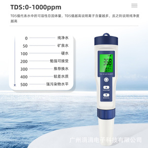 ปากกาทดสอบคุณภาพน้ำ 5 ใน 1 Ph Ec Tds ความเค็ม อุณหภูมิ จอแสดงผลดิจิตอลสำหรับการทดสอบน้ำดื่ม - Product Image 4