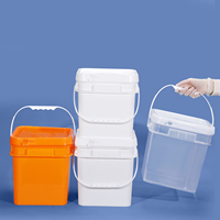 Ember Plastik Tebal Persegi dengan Gagang Logam 10~25L untuk Kemasan Bahan Kimia, Deterjen Bubuk, Pemutih Bubuk