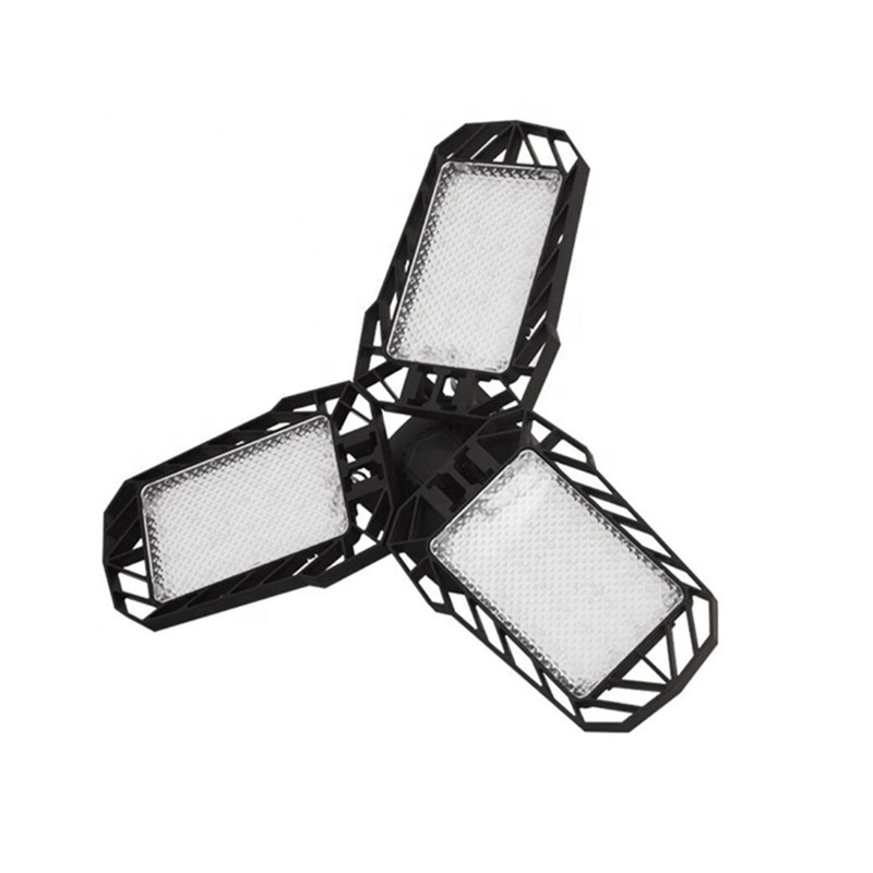 E27 45W Foldable LED Ceiling Threeleaf Foldable Fan Blade Light Deformable led Garage High Bay Light For Workshop Warehouse