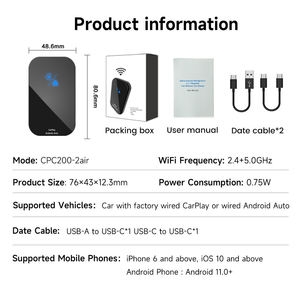 محول كاربلاي لاسلكي 2 في 1 لنظام أبل IOS وأندرويد أوتو، دونجل <span class=keywords><strong>USB</strong></span> ذكي بخاصية التوصيل والتشغيل لسيارات فولفو، كيا، بنز، أودي، فولكس فاجن، هيونداي، جيب - Product Image 6