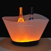 Grand seau à glace en plastique écologique avec cadre à vin LED pour seau à champagne et à bière pour bar