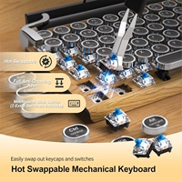 Keyboard Mekanik Retro Punk 84 Tombol 4000mAh untuk PC Tablet, Mode Nirkabel Bluetooth, Tombol Multi-Key, Laptop Gaming untuk Tablet Pad Mac