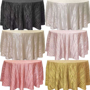 Wholesale Crinkle Fancy Taffeta Round Tablecloth Reusable Wrinkle Texture <strong>Table</strong> <strong>Cover</strong> for Wedding Banquet Hotel Event Decor - Product Image 4