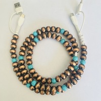 Câble de charge FASHLINK Western Turquoise perlé 4-en-1 USB Type C multi-connecteur, accessoire de mode bohème