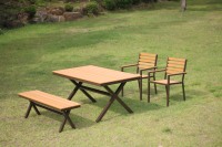 Ensemble de table et de chaises de jardin en métal fer forgé moderne et durable, en bois carré, pour cour