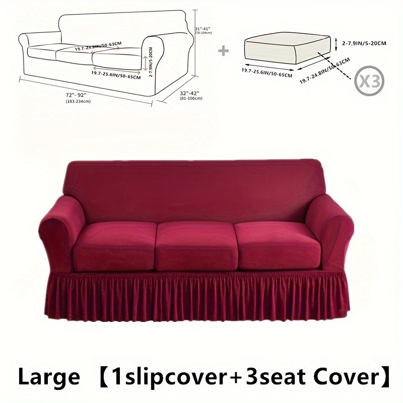 Rojo grande 1slipcover + 3 funda de asiento