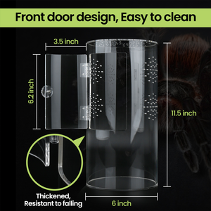 Cylindrical Clear Acrylic Pet Habitat with Ventilated Mesh Top &amp; Secure Locking Lid, Transparent <strong>Reptile</strong> <strong>Terrarium</strong> - Product Image 5