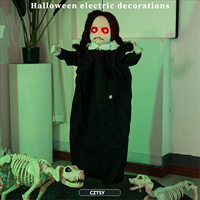 Décoration suspendue fantôme électrique à induction sonore, robe noire lumineuse activée par le son pour Halloween, effets sonores terrifiants pour fille