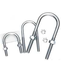 Boulon en U carré zingué de grade 4.8 avec plaque de fixation et 2 écrous hexagonaux M6 M8 M10 M12 pour fixation de tuyaux
