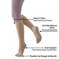Chaussettes de yoga antidérapantes à cinq doigts avec logo personnalisé pour femmes, chaussettes de Pilates montantes à grip, respirantes en coton, pour barre, danse et gym, OEM ODM