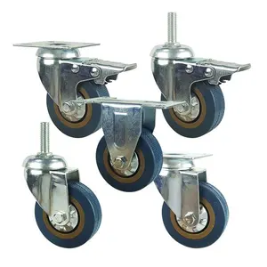 小型设备用轻型轮盘镀锌灰色聚氯乙烯家具移动板脚轮