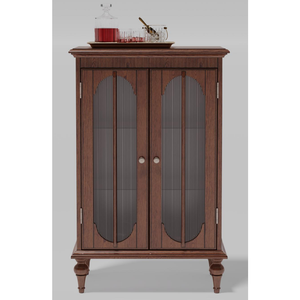 Credenza Vintage <span class=keywords><strong>con</strong></span> Doppia Porta in Legno Massello, Vetrina <span class=keywords><strong>con</strong></span> Ante in Vetro per <span class=keywords><strong>Arredamento</strong></span> Casa - Product Image 2