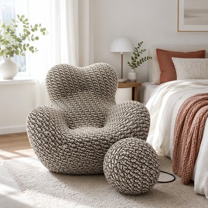 Canapé d'appoint convertible en velours et éponge, design sculptural en forme de cocon, pour salon et chambre à coucher - Vente en gros - Product Image 1