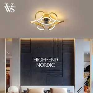 VVS son sürüm siyah altın beyaz çalışma lüks kapalı modern tavan vantilatörü ile led ışık