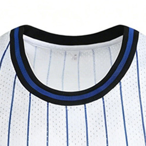 Maillot de basketball personnalisé 2026 bleu rayé avec numéro 1 imprimé par sublimation, haut de sport sans manches unisexe pour adultes, été - Product Image 3