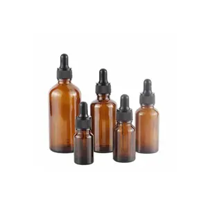 Hot Sale 10ml 20ml 30ml 50ml Amber Glass Essential Oil Dropper Bottle With Glass Dropper For Beauty Personal Care