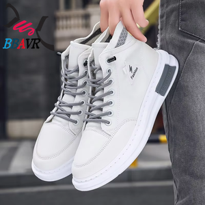 Vente en gros de baskets en toile blanches décontractées personnalisées noires à tige haute pour hommes - Product Image 6