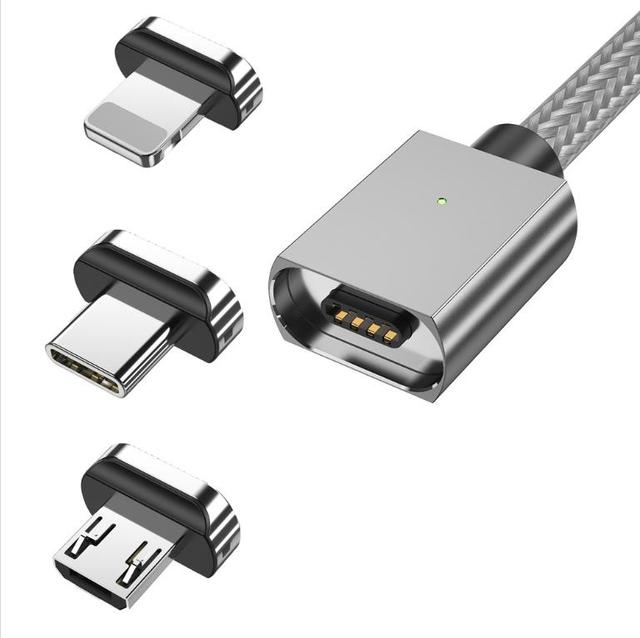 3 in1 magnetic usb cable 3A fast charging nylon braided charging cable