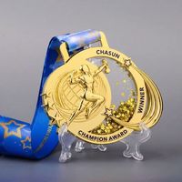 Médaille de danse personnalisée en métal 3D avec paillettes liquides, récompense sportive étoile flottante, médailles de marathon personnalisées avec paillettes