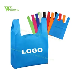Eco friendly nonwoven bags for grocery supermarket biodegradable non woven vest bag t-shirt shopping packing bags