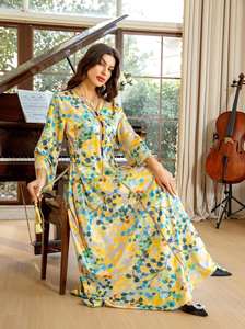 Femme Modeste Diamant Revers Abaya Chic Ramadan Caftan Marocain Jalabiya Robe Polyester Soie pour Adultes Dubai Robe <span class=keywords><strong>Djellaba</strong></span> - Product Image 3