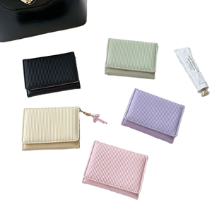 Kawaii Japanese Korean Style <b>Women</b> Short PU Wallet <b>Card</b> Holder 3‑Fold Bow Decor Ins‑Style Multi‑Use Ladies <b>Purse</b> - Product Image 1