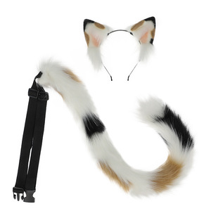 Bonitos conjuntos de cola y Diadema de gato esponjoso, conjuntos de animales Cosplay para gatos - Product Image 1