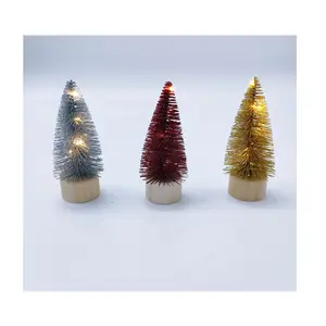 מפעל אספקת ייחודי עיצוב נהרו שולחן עבודה מיני עץ חג המולד קישוט עם פיית אורות חג מולד אורות