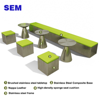 Ensemble de table et de chaises de salle à manger en acier inoxydable de qualité supérieure SWM, mobilier de restaurant à usage commercial pour café, bar, espace de repos