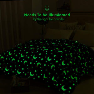 100%polyester Fuzzy <b>Throw</b> <b>Blanket</b> Super Soft Flannel Fleece <b>Blanket</b> Cozy Glow in the Dark <b>Blanket</b> With Star Moon - Product Image 3
