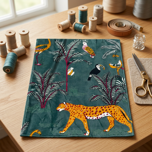 Tela de Terciopelo de Algodón con Estampado de Leopardo, Tapicería de Lujo, Acolchado y Decoración, Tela de Terciopelo de Algodón Verde Azulado, Tapicería de Lujo, Acolchado - Product Image 2