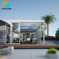 Motorlu Alüminyum Pergola Biyoklimatik Ayarlanabilir Panjurlu Çatı Güneşlik Pergola Dış Mekan Kullanımı İçin