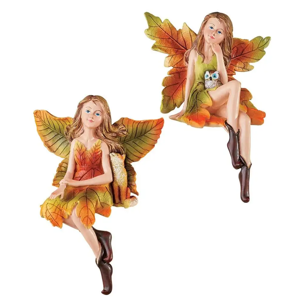Autumn Leaf Wings Dresses Fall Angel Figurines Table Decoration