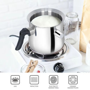 호루라기와 화상 방지 손잡이가있는 더블 레이어 스테인레스 스틸 우유 냄비 친환경 수프 냄비 뚜껑이있는 내구성 끓는 냄비 - Product Image 4