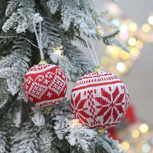 Bolas Decorativas para Árbol de Navidad, Tejidas en Tela, Rojas y Grises, Adornos Pequeños, Decoración Festiva - Product Image 2
