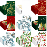 Serviettes rectangulaires jetables de luxe modernes, 20 pièces, avec motifs sapin de Noël et bonhomme de neige pour décorations de fête de Noël
