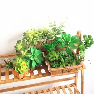 Wholesale mini succulents artificial flower head small plant arrangement fake plastic succulent for home decoration
