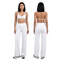 Nouvel ensemble de yoga deux pièces respirant à taille haute et séchage rapide, avec soutien-gorge push-up rehausseur de poitrine à col halter et pantalon de sport fitness pour Pilates