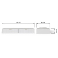 Coiffeuse murale blanche suspendue en bois pour chambre à coucher avec 2 tiroirs