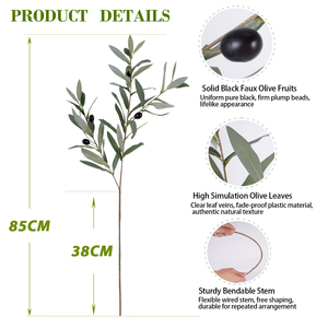 Ramo d'Ulivo Artificiale 85cm con <span class=keywords><strong>3</strong></span> Rami, Effetto Realistico con Frutti e Foglie d'Ulivo per Decorazioni Matrimoniali e Casa - Product Image 6