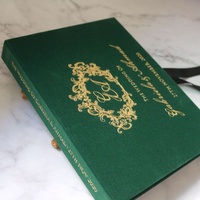 Cartes d'invitation personnalisées de luxe en velours vert foncé, cartes d'invitation de mariage en velours faites à la main, boîtes d'invitation en velours