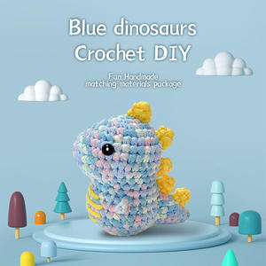 Kit de <span class=keywords><strong>crochet</strong></span> de dinosaure coloré complet pour débutants - Ensemble de bricolage tout-en-un avec fil, <span class=keywords><strong>crochet</strong></span>, yeux et guide étape par étape - Product Image 2