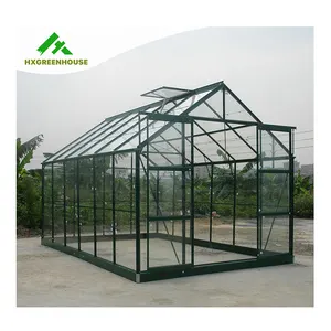 HX75126G commercial insulated tempered glass greenhouse with tempered glass
