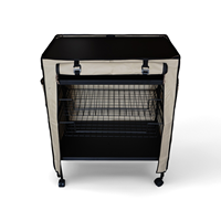 Chariot de rangement mobile moderne à trois niveaux en fer avec paniers en maille et poignée, multifonctionnel pour cuisine, salle de bain et garage