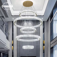 Lustre de plafond en cristal K9 moderne et luxueux pour hall d'hôtel, villa, salon, loft, escalier, lustre rond en forme d'anneau, luminaire suspendu