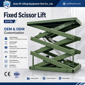 Plateforme élévatrice à ciseaux hydraulique fixe SY SYFSL en acier au carbone avec <span class=keywords><strong>plaque</strong></span> antidérapante à carreaux, capacité de charge industrielle de 6 à 12 tonnes, fabrication chinoise - Product Image 1