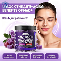 Complément alimentaire en gommes OEM 6 en 1 NAD+ Resvératrol Berbérine Biotine, gommes NAD Resvératrol Collagène Zinc Vitamine K2 D3 pour la peau