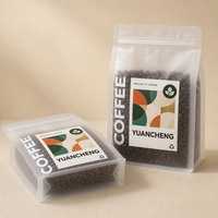 Sachets de café personnalisés avec logo imprimé en gravure, recyclables, mats, transparents, en PE/PA/Nylon/PET, de qualité alimentaire, à fond carré, avec fermeture éclair et valve de dégazage